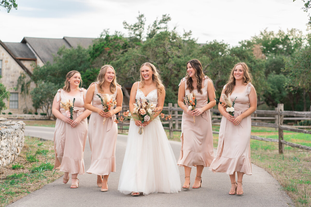 Bride and bridesmaids in South Austin Texas Wedding