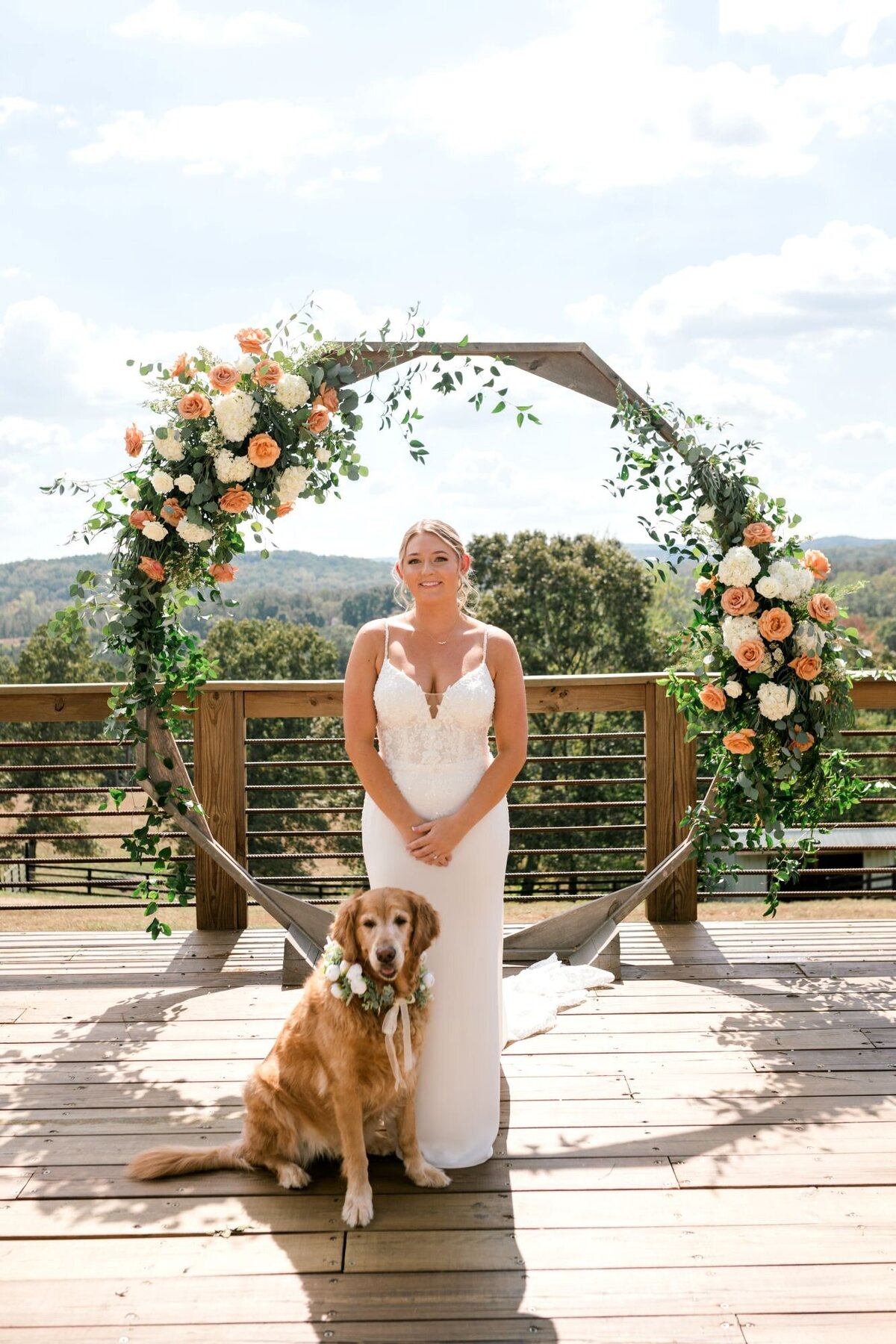 bride-and-her-dog-cermeony-lewallen-farms-waleska-ga