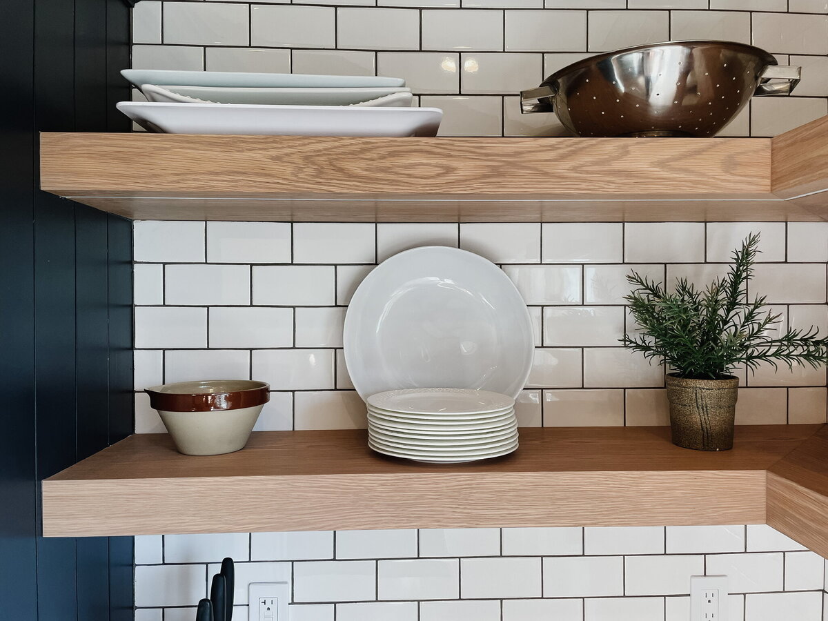 open kitchen shelving