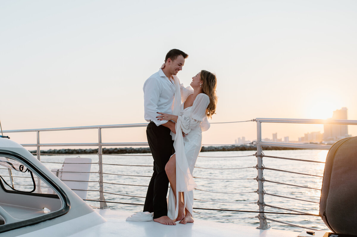 Elopement portraits on a sailboat in Pensacola, Florida