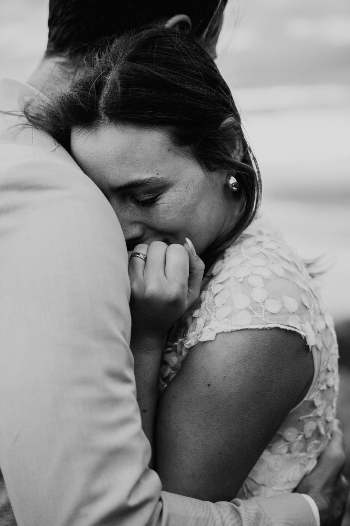 black and white portrait of bride and groom in Switzerland 