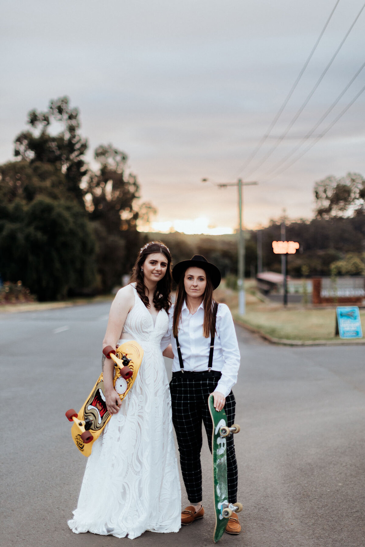 Skateboarding brides in Pemberton