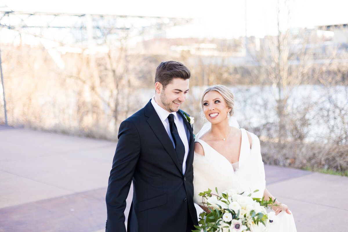 Bride and groom portraits at  Tennessee State Museum wedding, Nashville