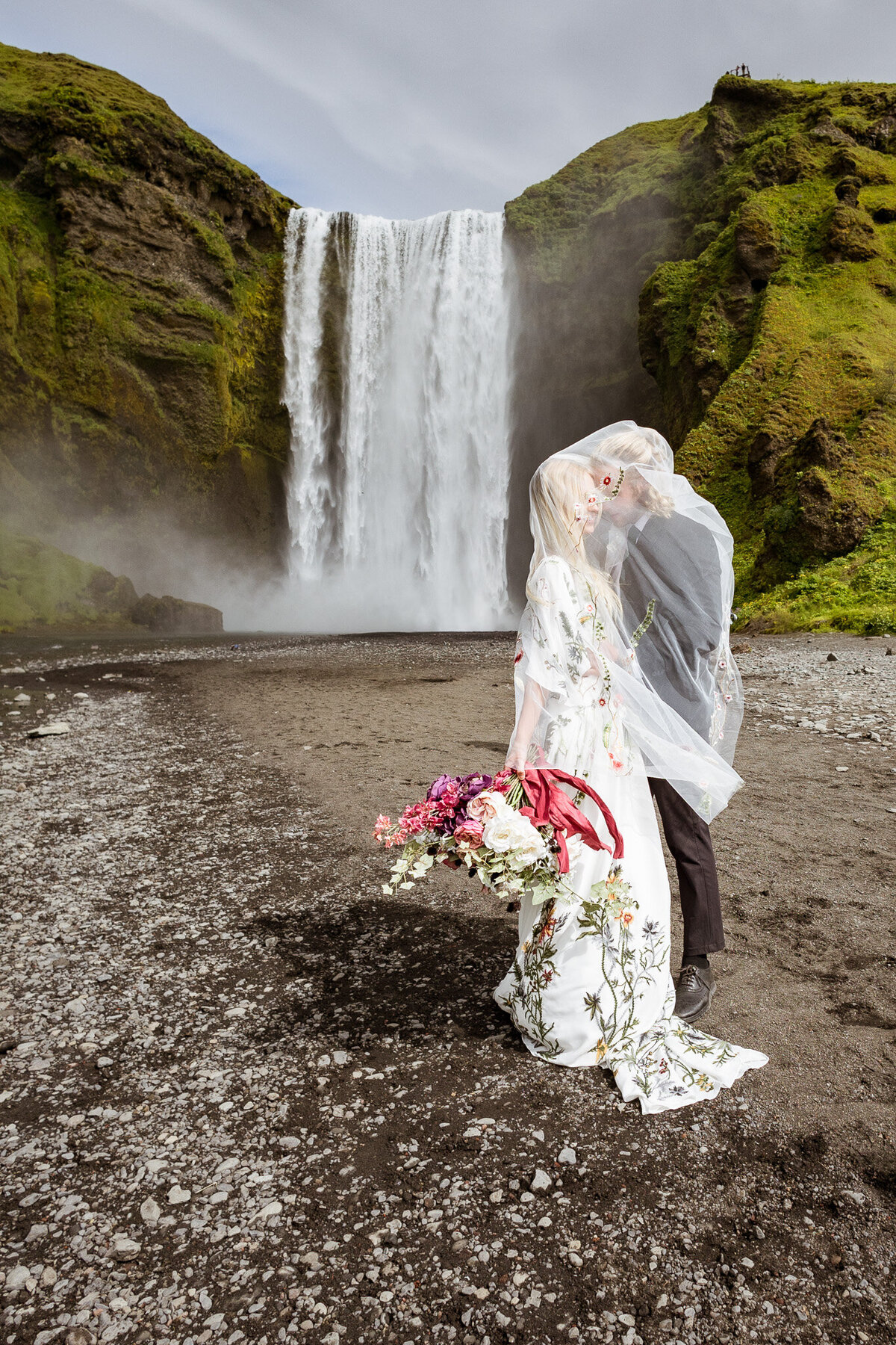 Waterfall Elopement Photography Iceland Savvy Shoots Photography