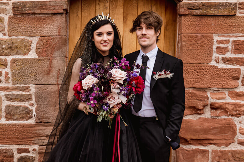 Hot pink and black bouquet