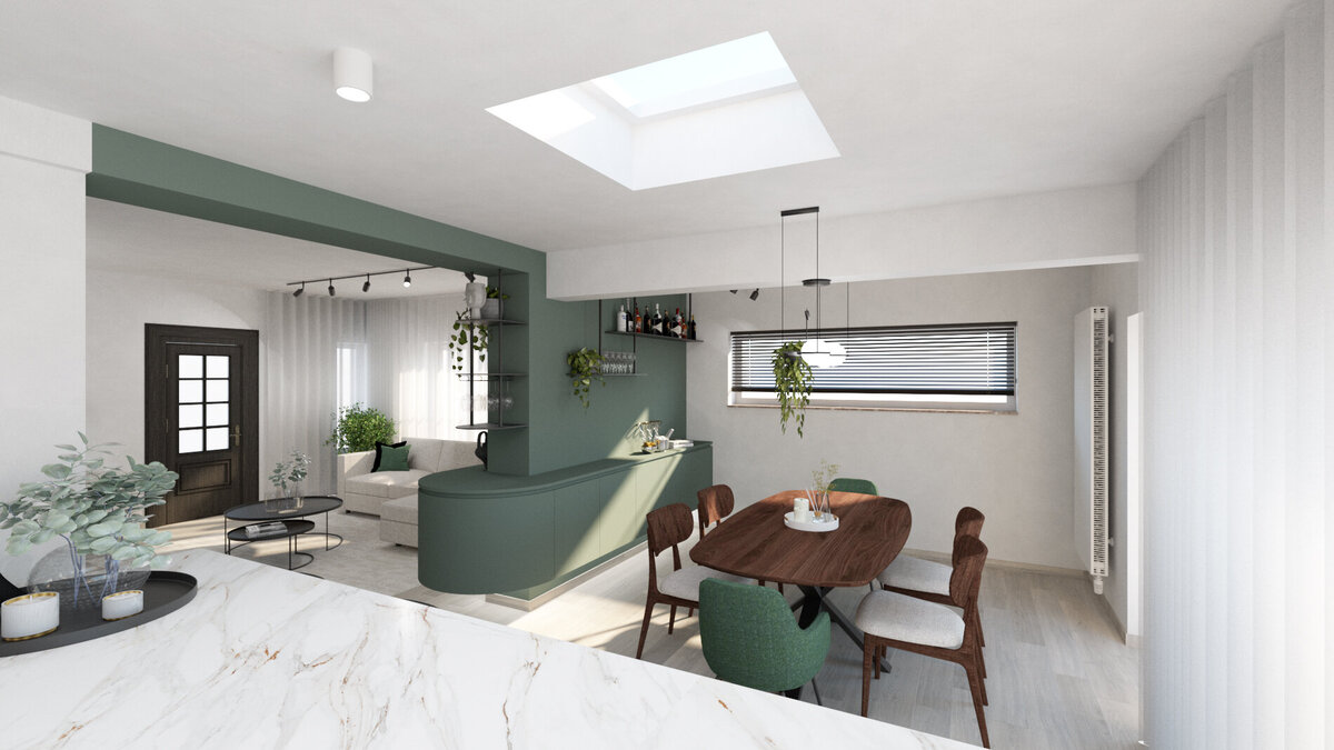 interieurontwerp-modern-groen-homey-huiselijk-gezellig-licht-EETRUIMTE 1