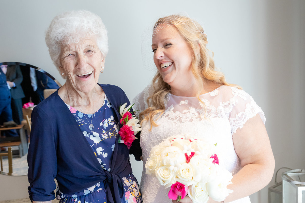 Bride with laughing Grandmother