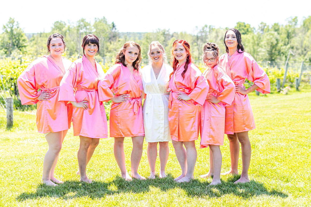 Bridesmaids in special robes before the wedding
