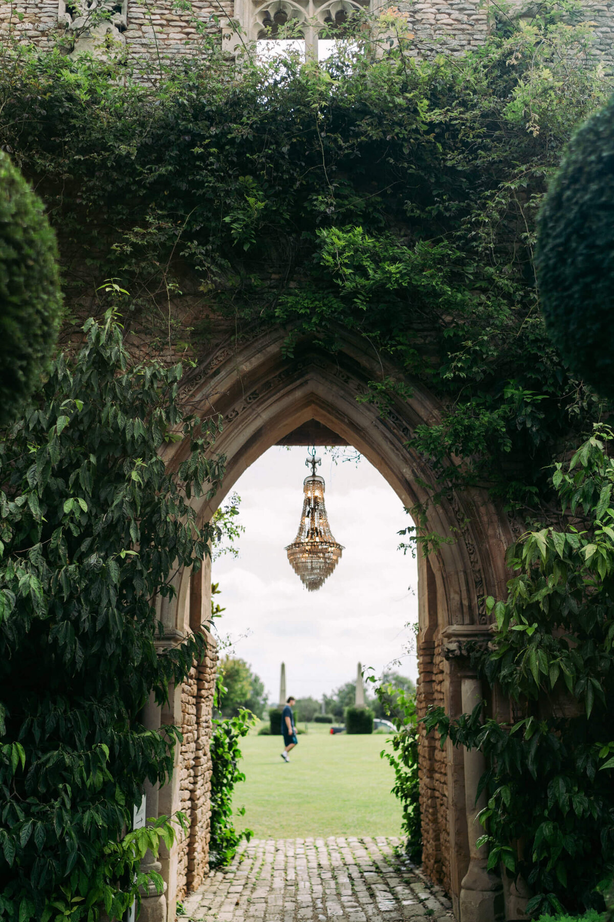 chandelier in archway at Euridge Manor