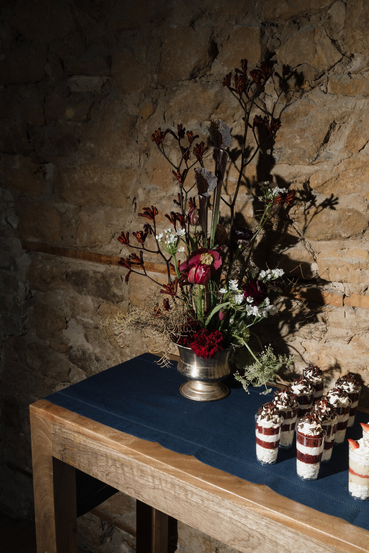 Moody floral arrangement by Daffodil Parker for an Ellsworth Block wedding