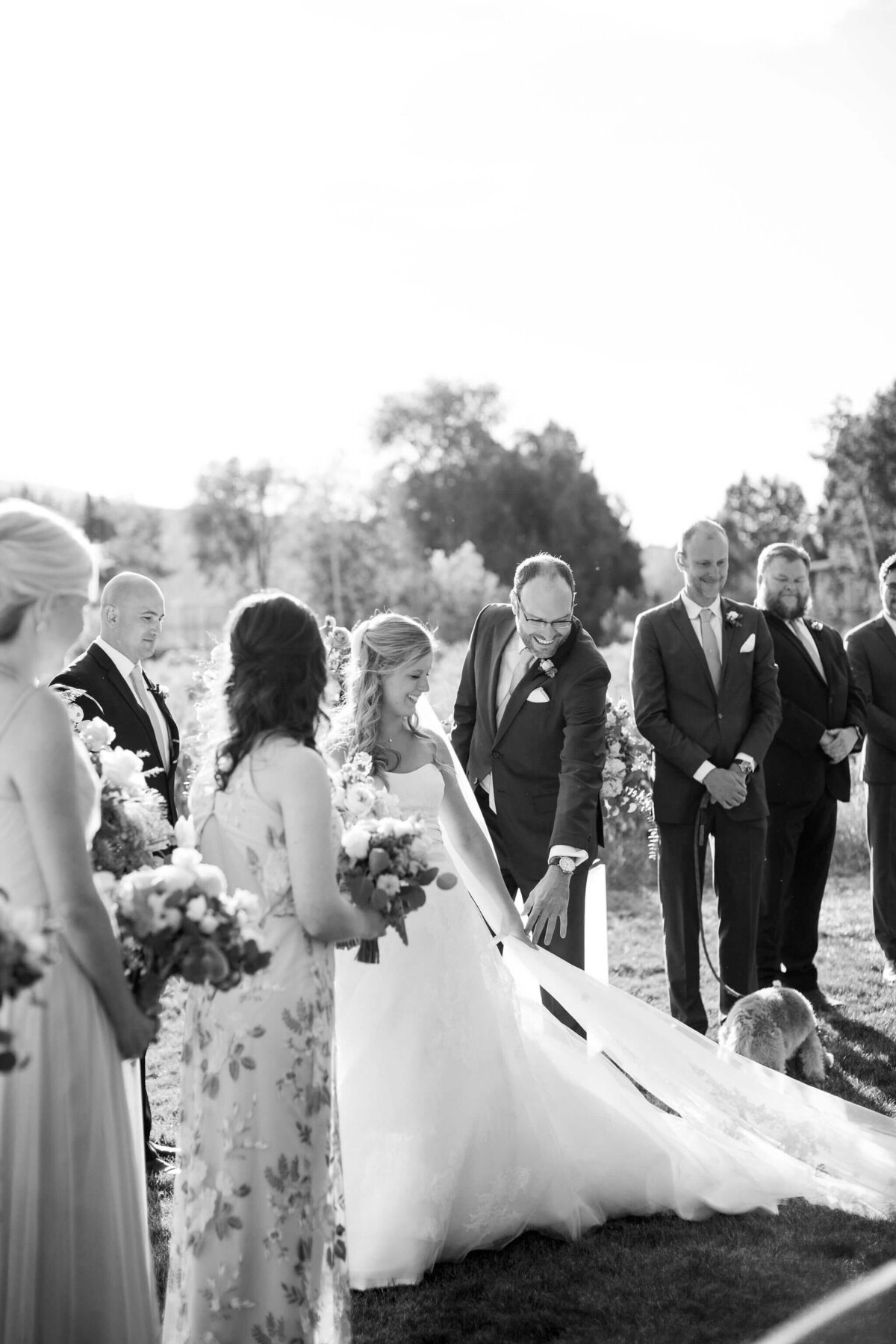 fall-aspen-meadows-wedding-ceremony-bw