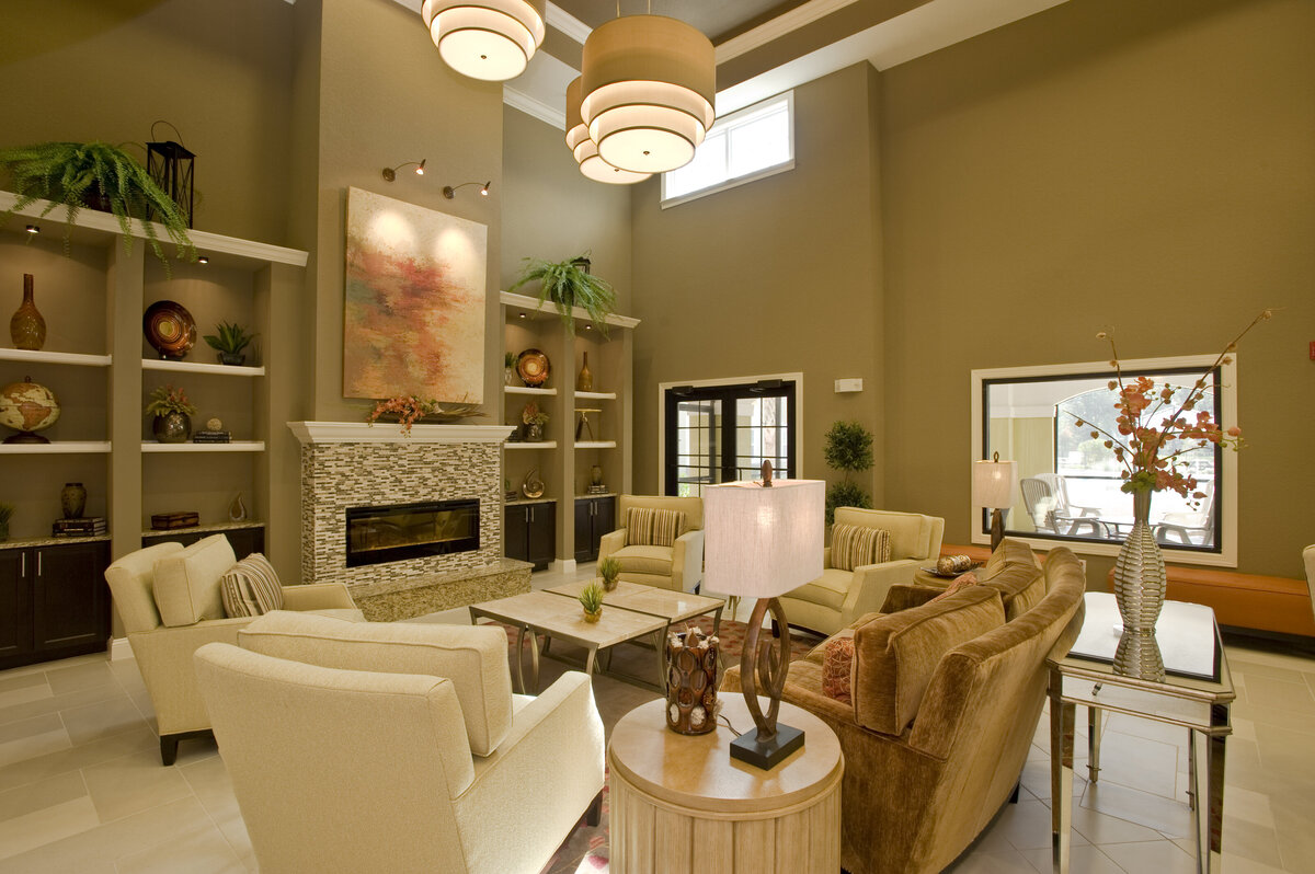 Lobby With Fireplace