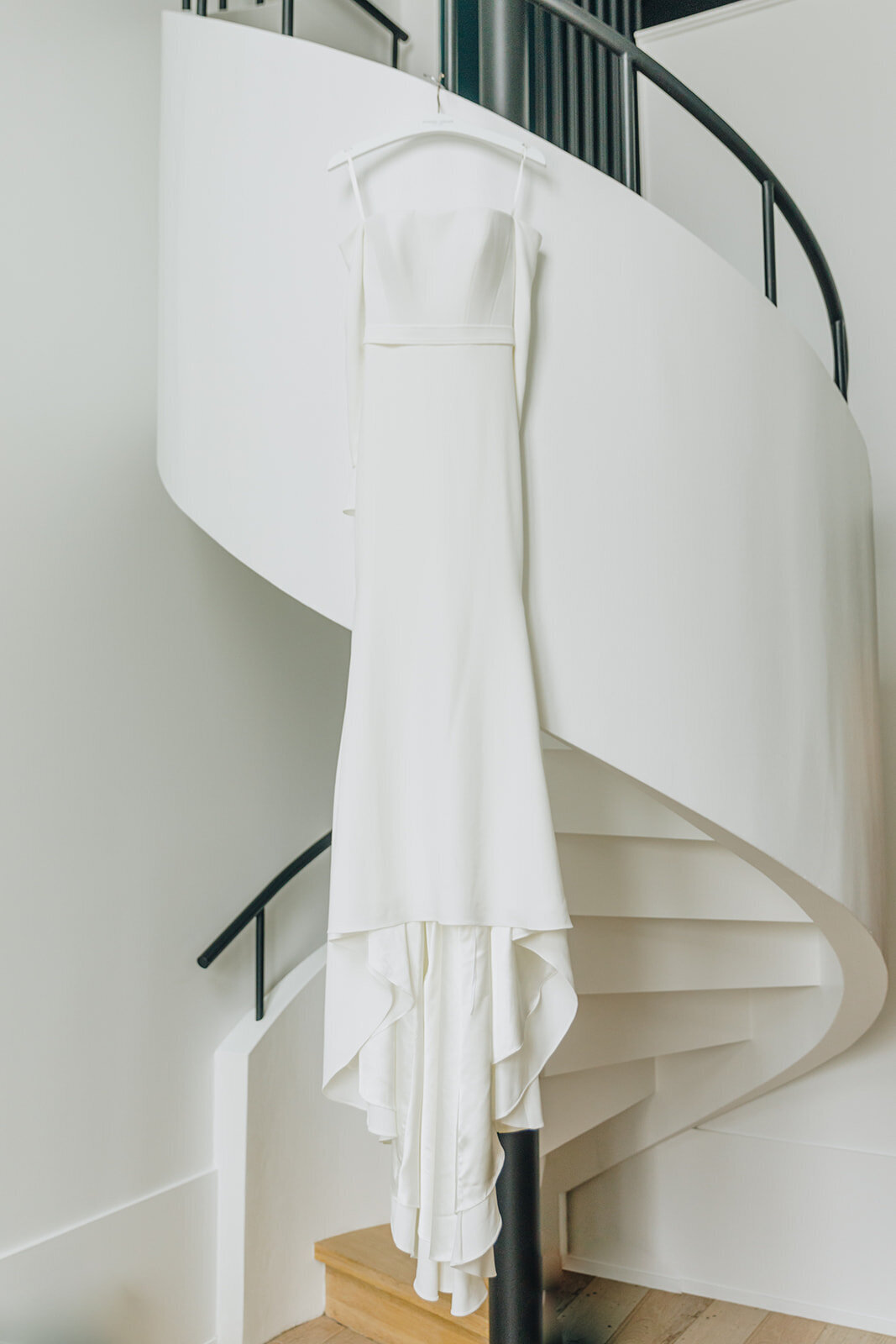 Wedding dress hanging at Indigo Hotel