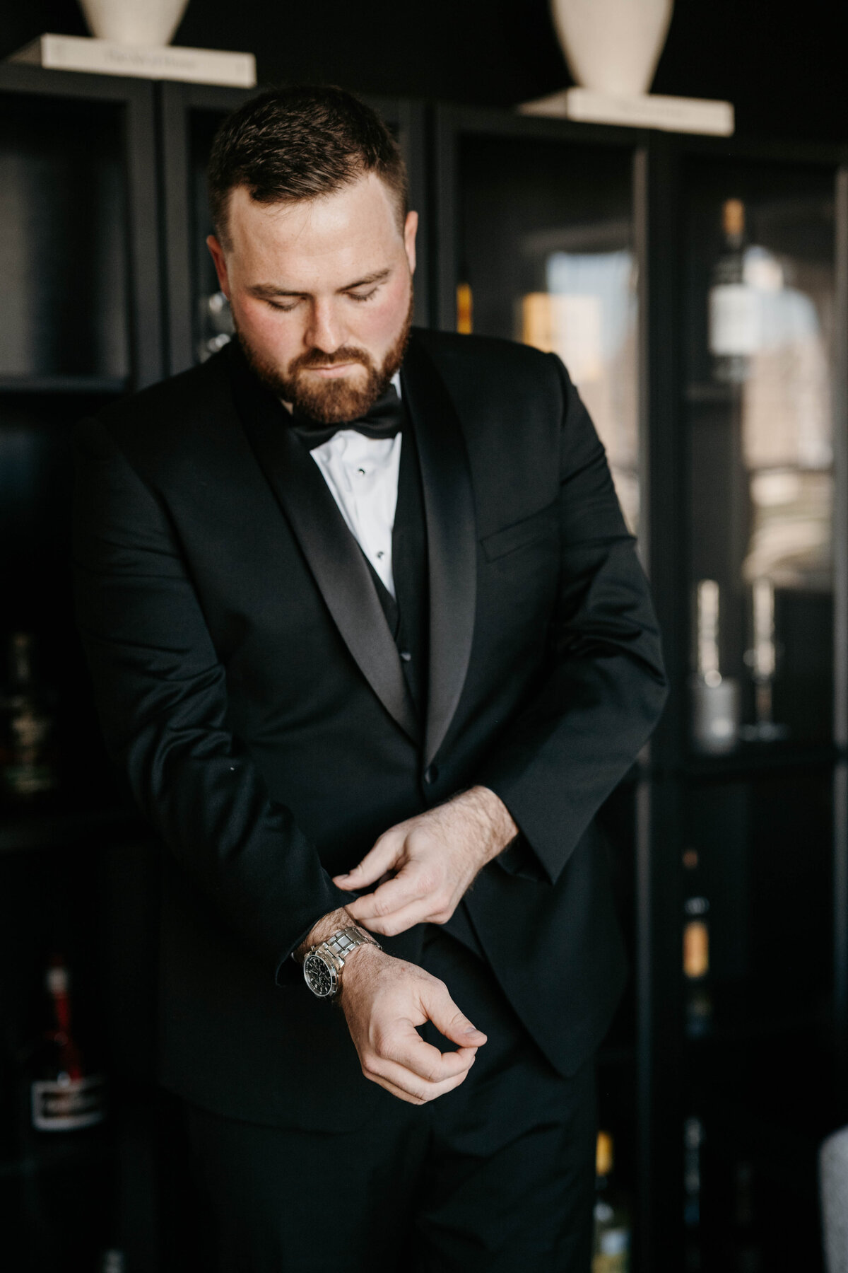 Groom getting ready