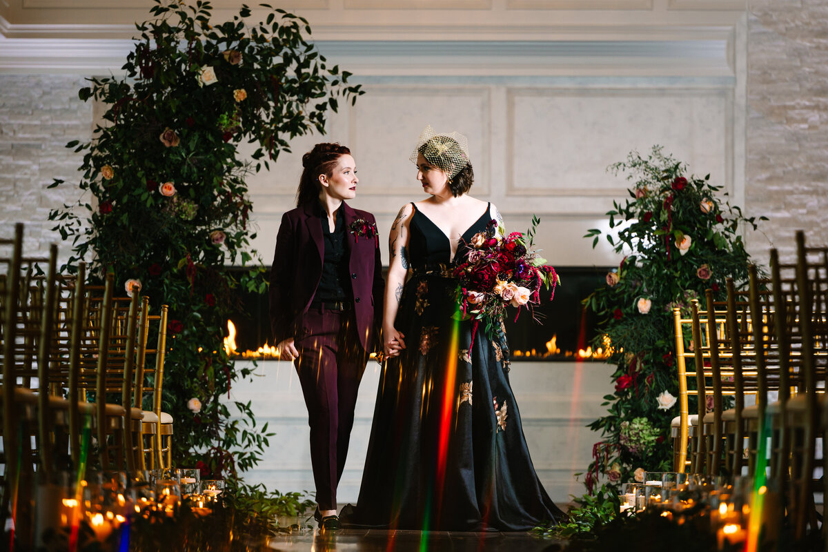 Brides walking down the aisle