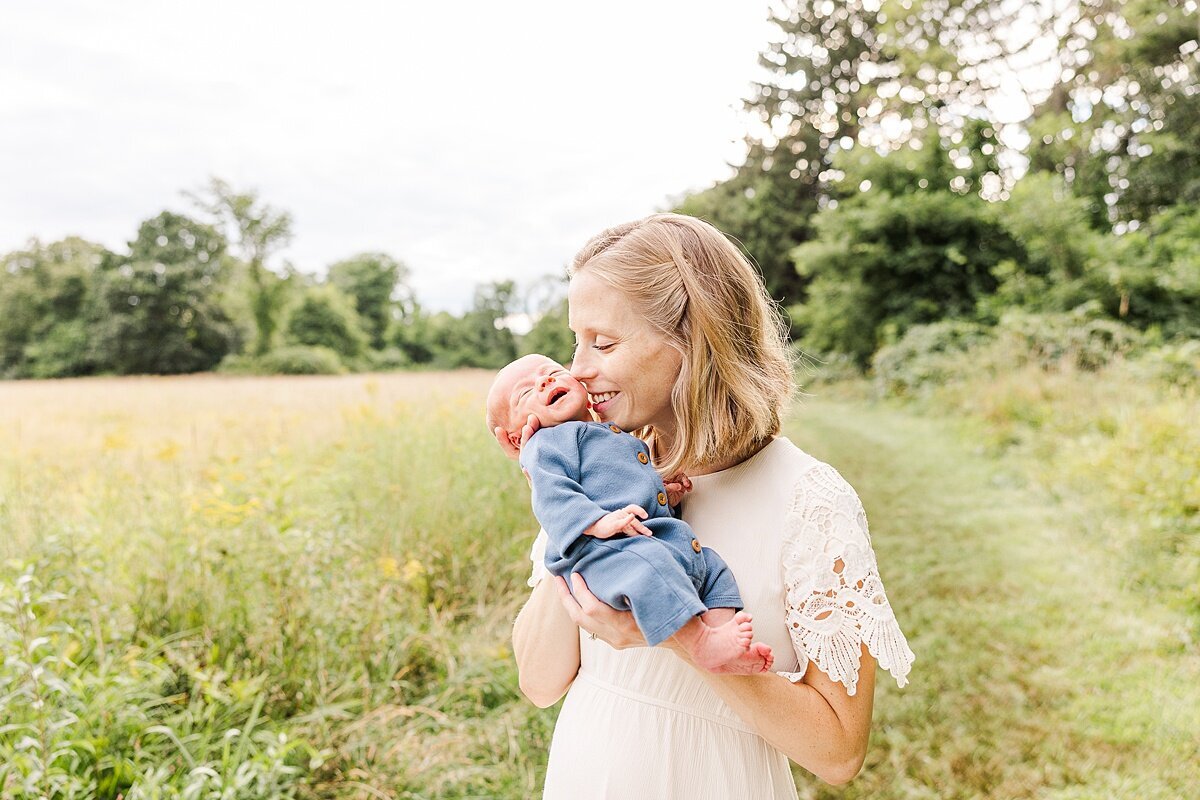 Outside  Newborn Photo Session with Sara Sniderman Photography  at Heard Farm Conservation Land, Wayland Massachusetts
