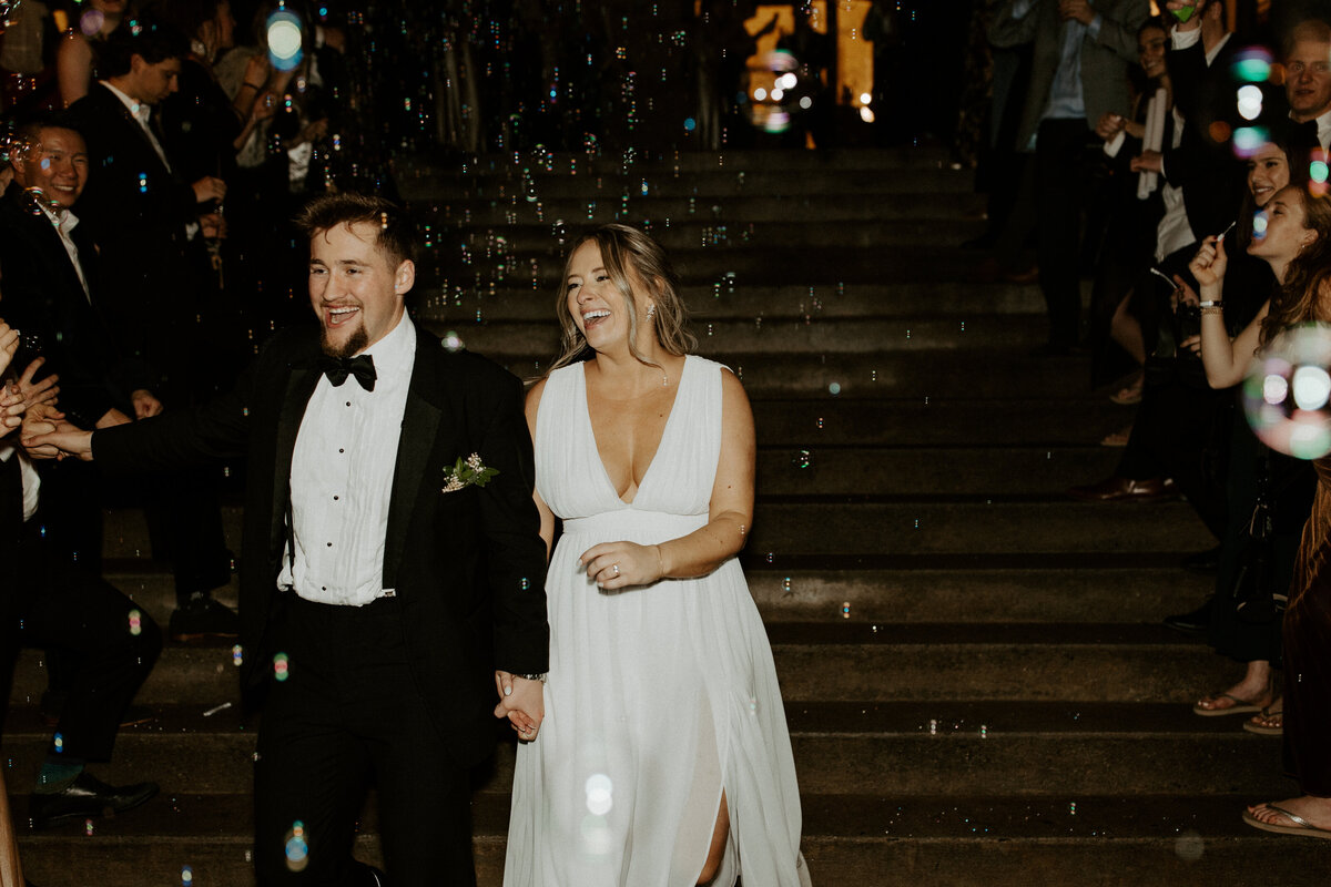 Bride and Groom exit by Richmond VA photographer
