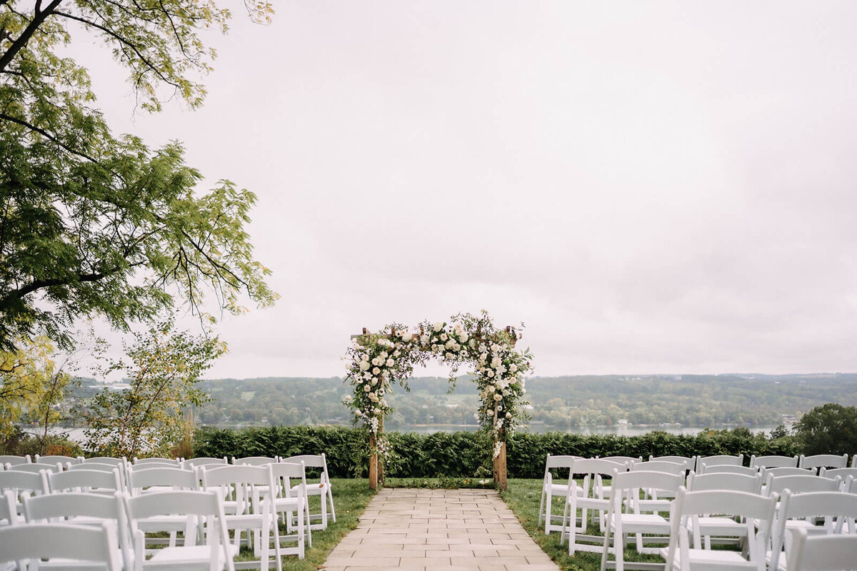 wedding ceremony set up at Finger Lakes, New York