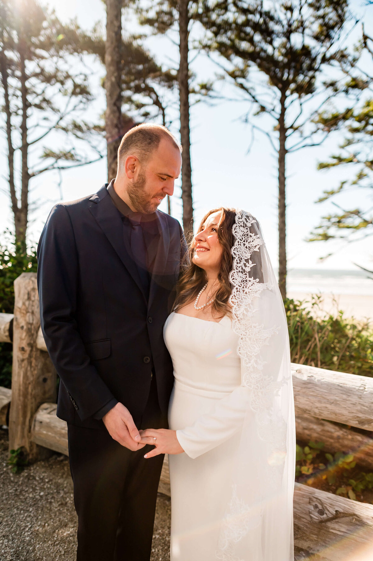 Couple at Seabrook, Washington State Wedding