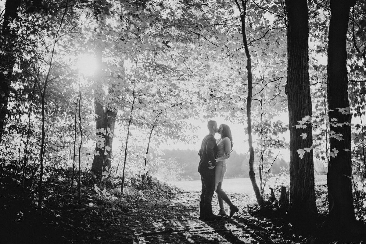 black and white engagement picture