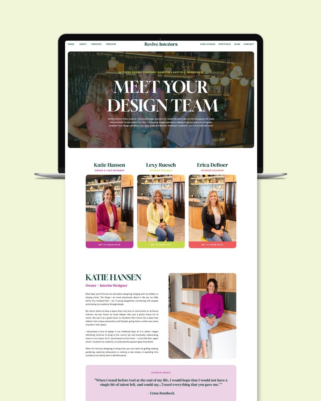 about page for interior designer website redesign