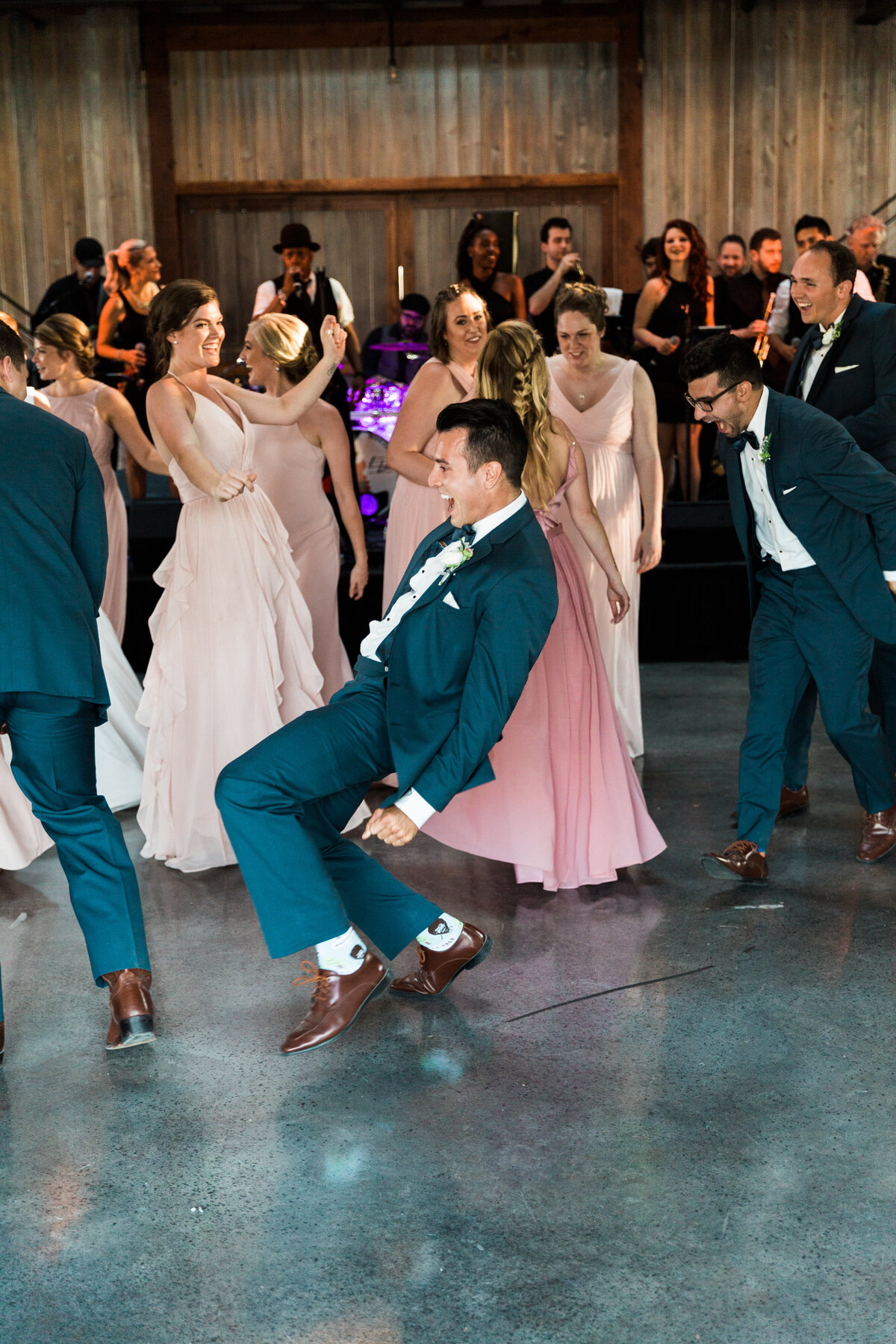 Guests dancing during wedding reception