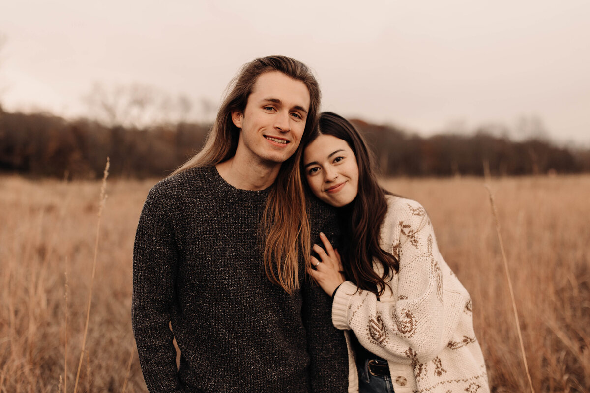 iowa engagement session in the fall prairie