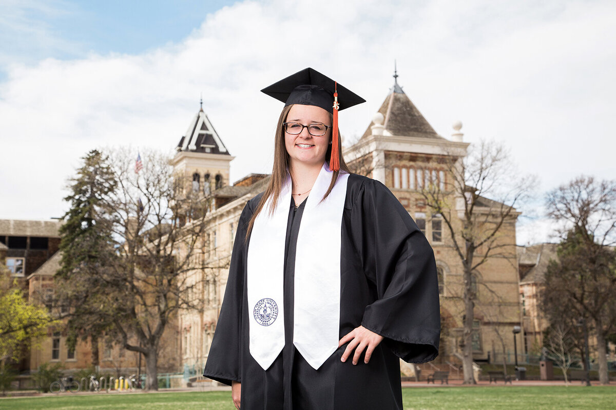 Graduation photos for college student taken in Logan, Utah.