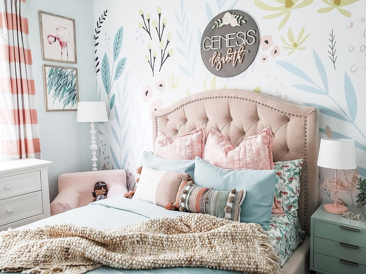 Island Home Interiors girl pink and mint bedroom Distance Design Lake Nona 3