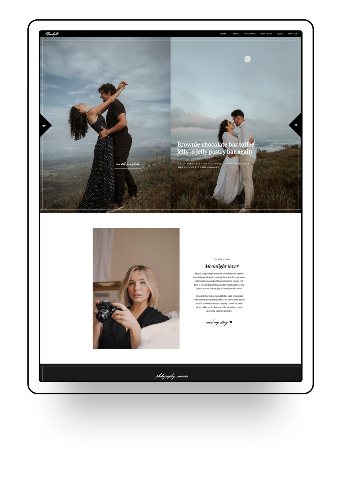 Website template offered for showit template customization Palme Design Co