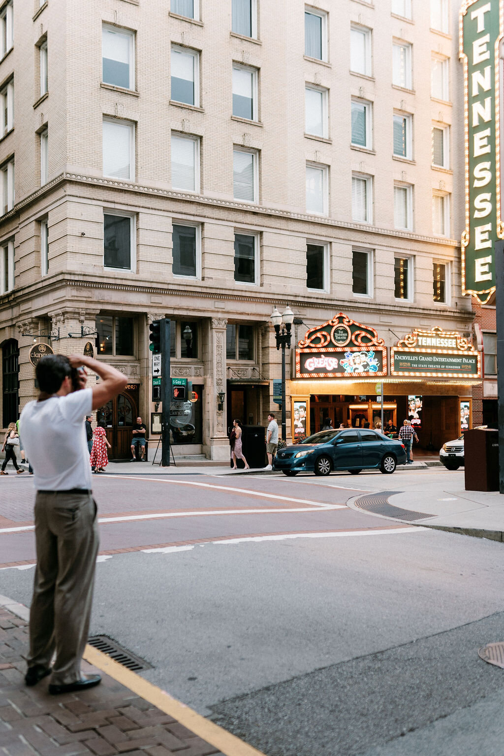 romantic film downtown engagement photos gay street knoxville tennessee-5