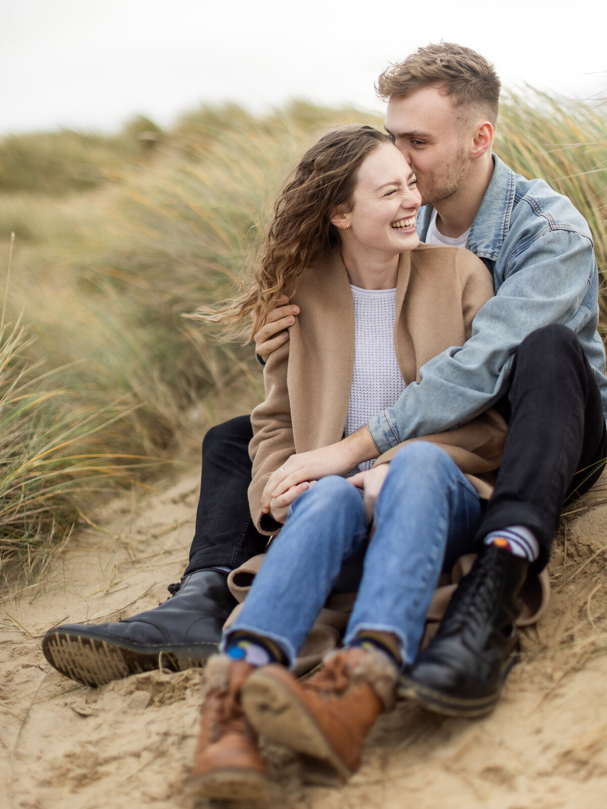 Kayla Stoate Photography Couple Beach Smiling Editorial Fashion Love Story East Sussex _92A9672-Edit