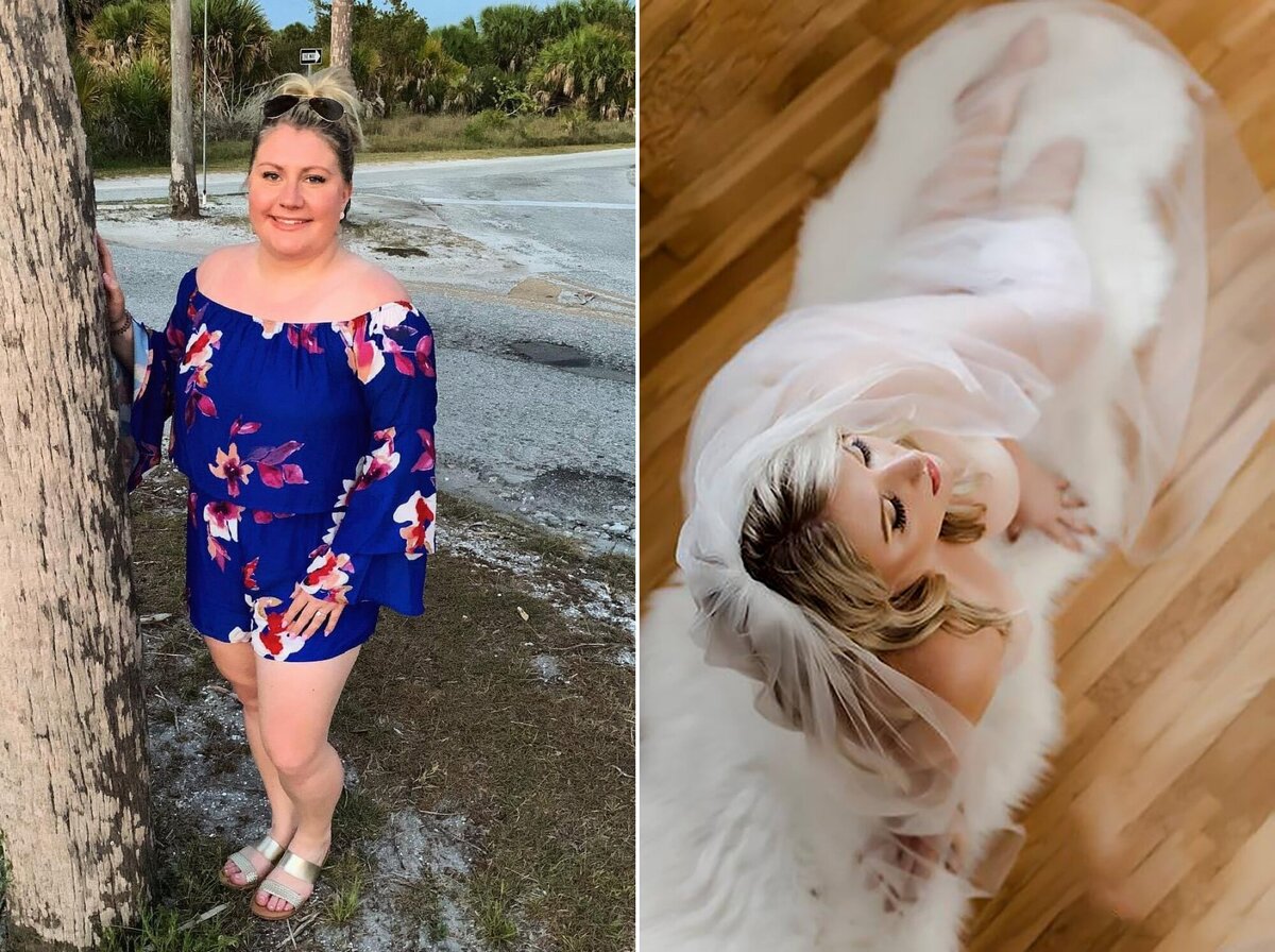 Before & after from Southcoast bridal boudoir session at The Pouting Room by Stefanie Lynn