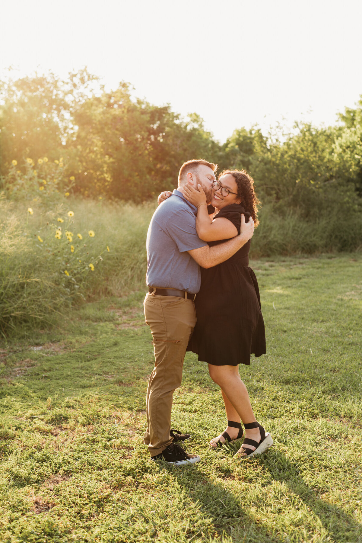 couple embracing at park in corpus christi