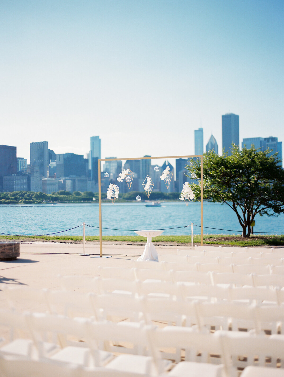 Downtown Chicago wedding ceremony setup