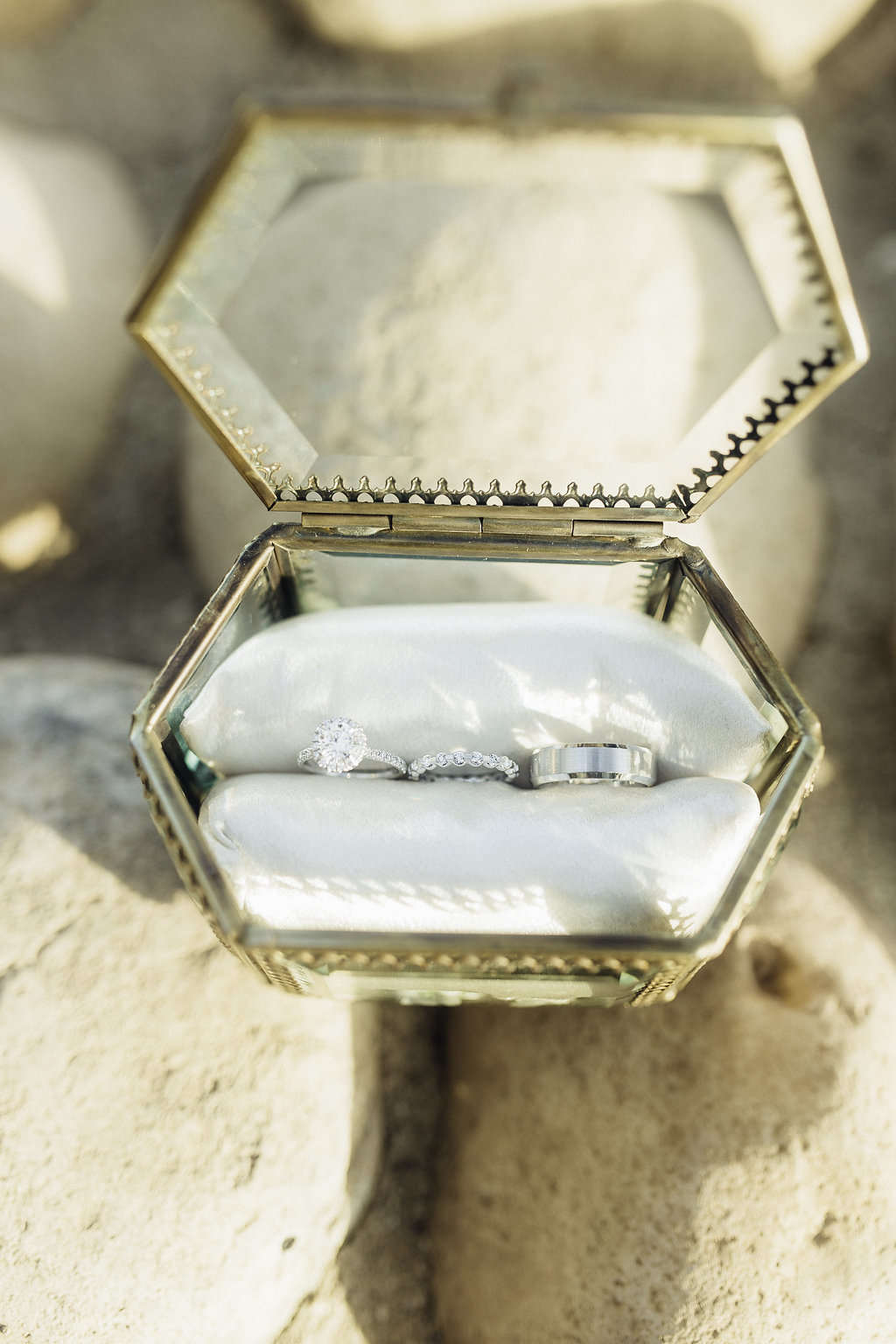 Wedding Photograph Of Wedding Ring Inside a Golden Box Los Angeles