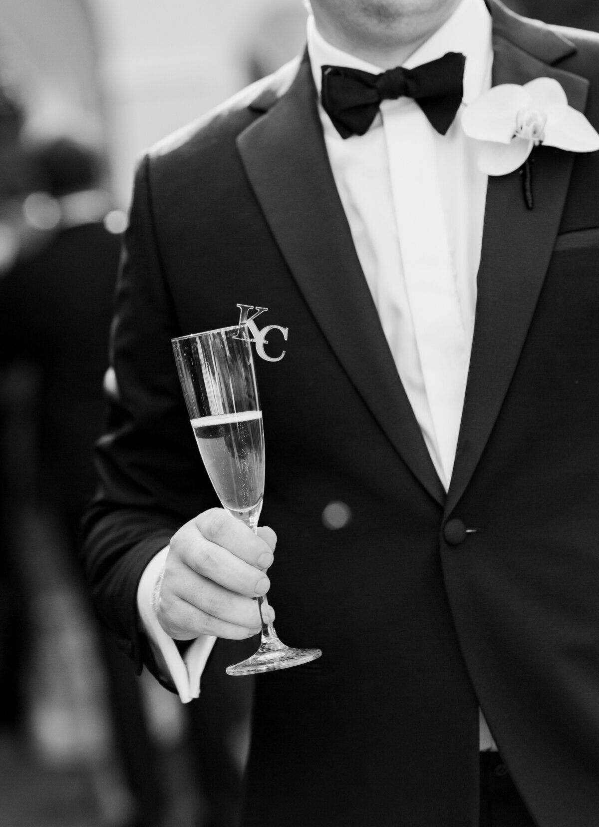 groom with champagne