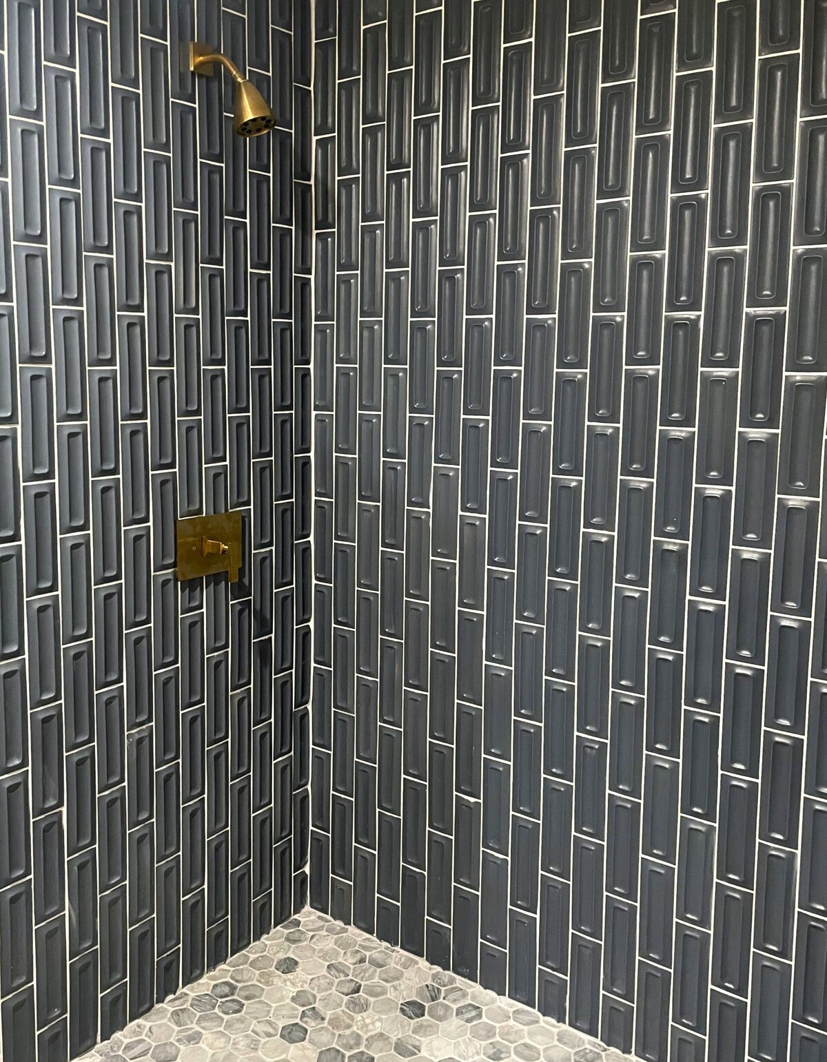 boy blue tile close up