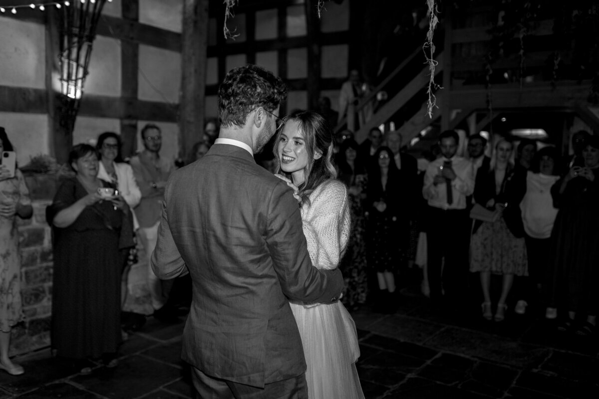 First dance  in the Wool Barn at Frampton Court Estate, Gloucestershire