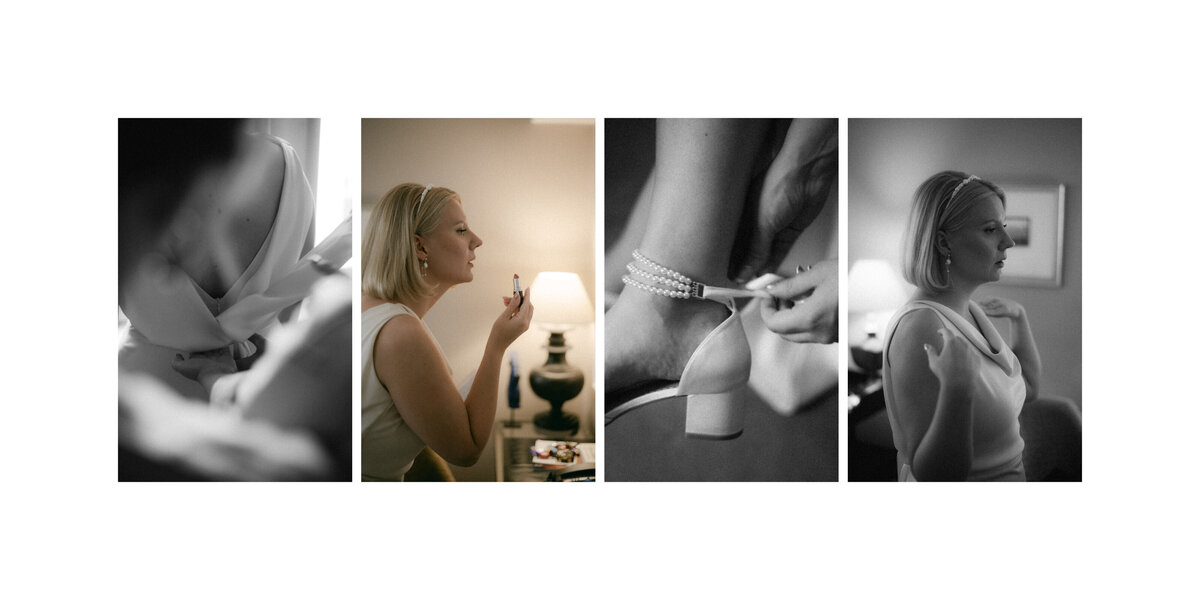 Photos of a wedding day of the bride getting ready