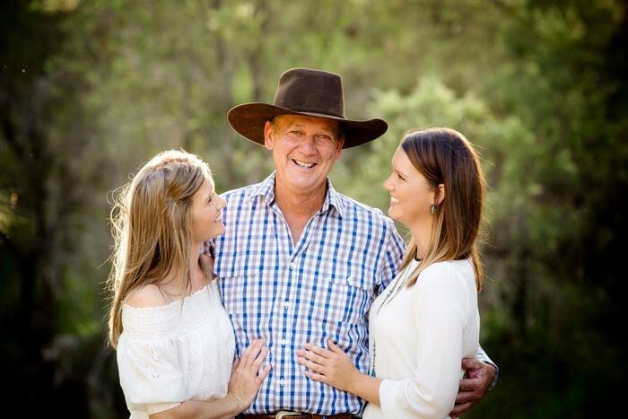 father and daughters outdoors  at Springsure, QLD