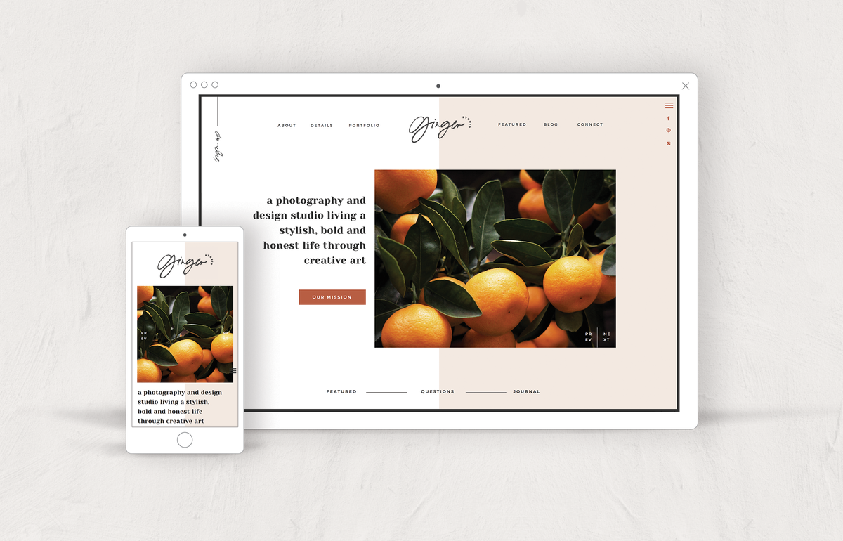 Ginger site Template For Creative Businesses Saffron Avenue