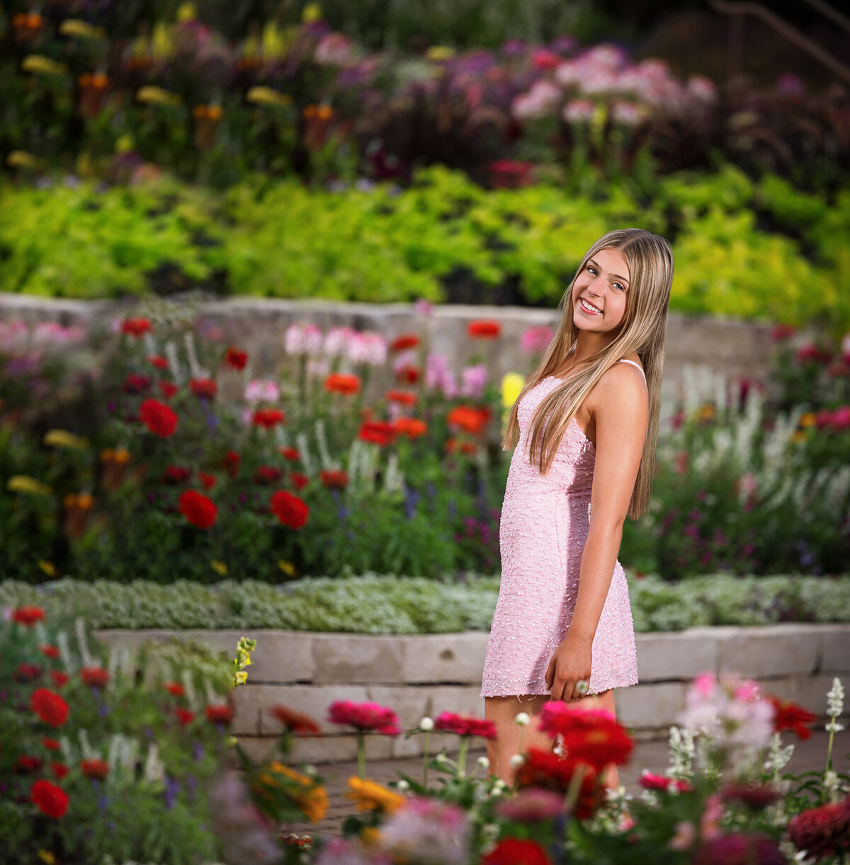 a barrington senior in flowers at the country club.