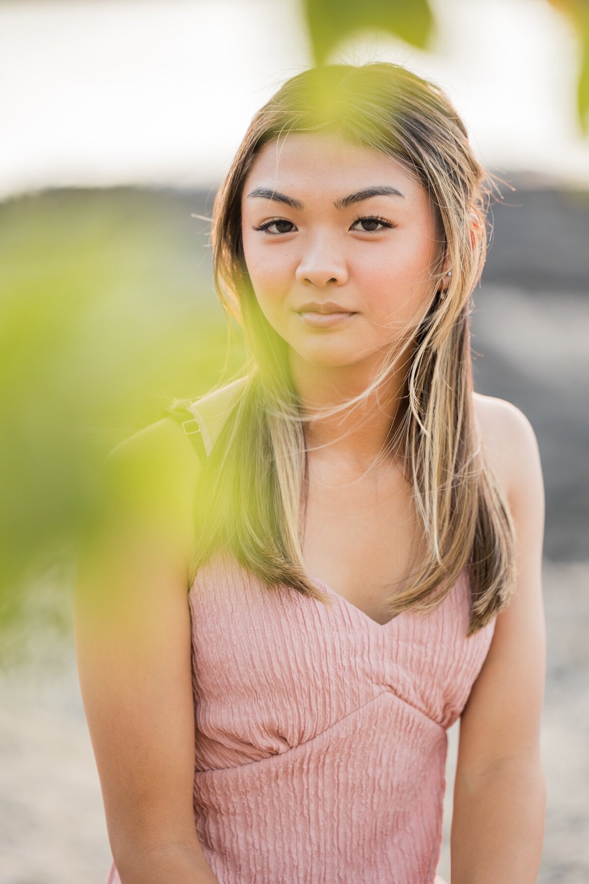 Island senior at golden hour