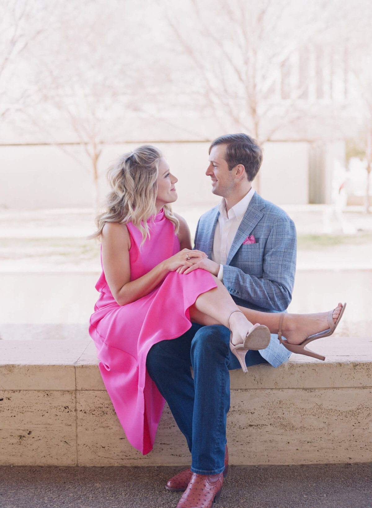 A wedding engagement session photo taken in Fort Worth Texas
