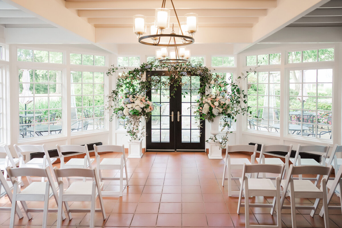 wedding ceremony setup at Frick Museum cafe