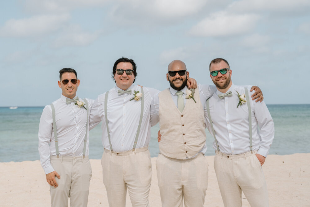 groom and groomsmen in Cozumel