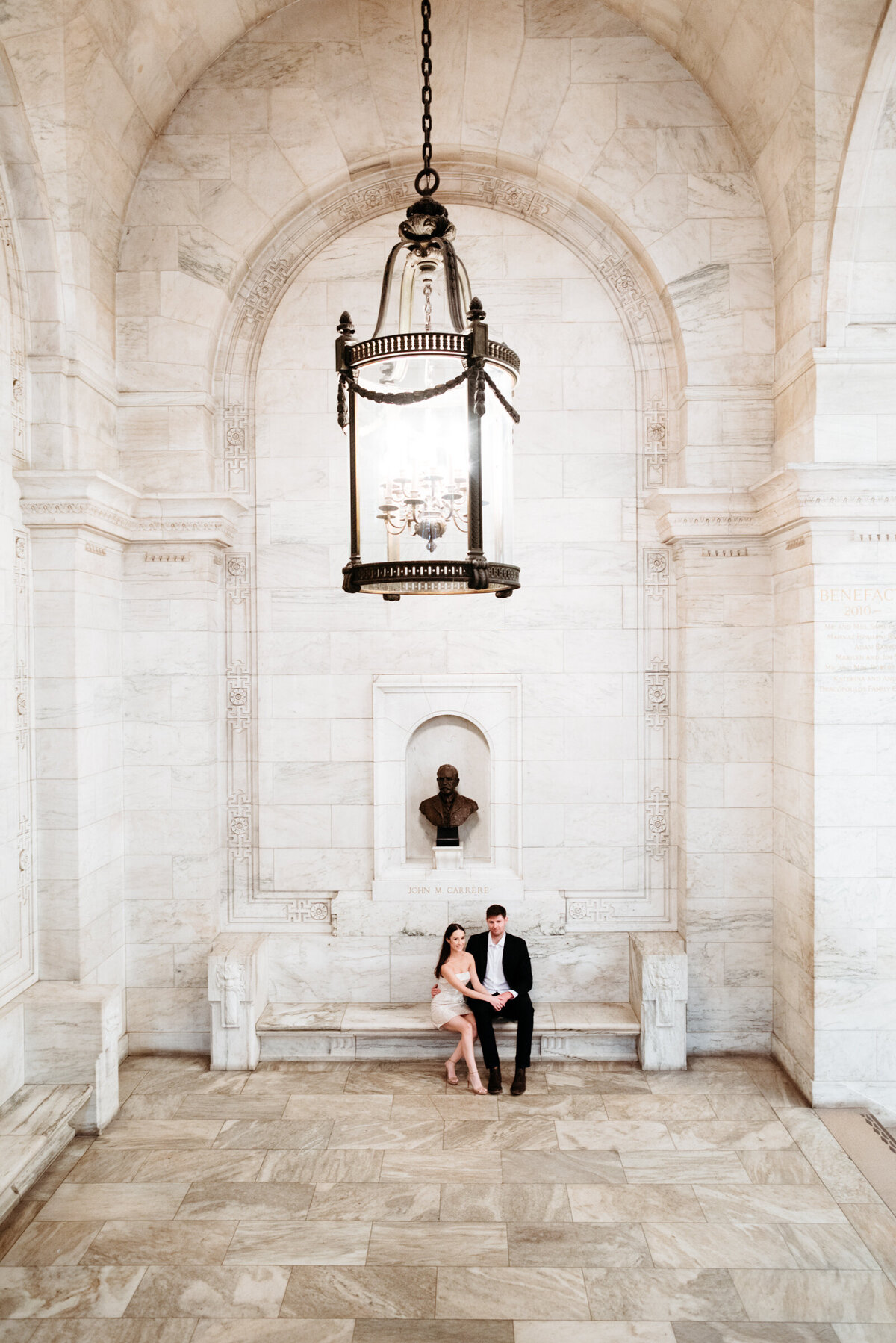 engagement photos inside the new york public library