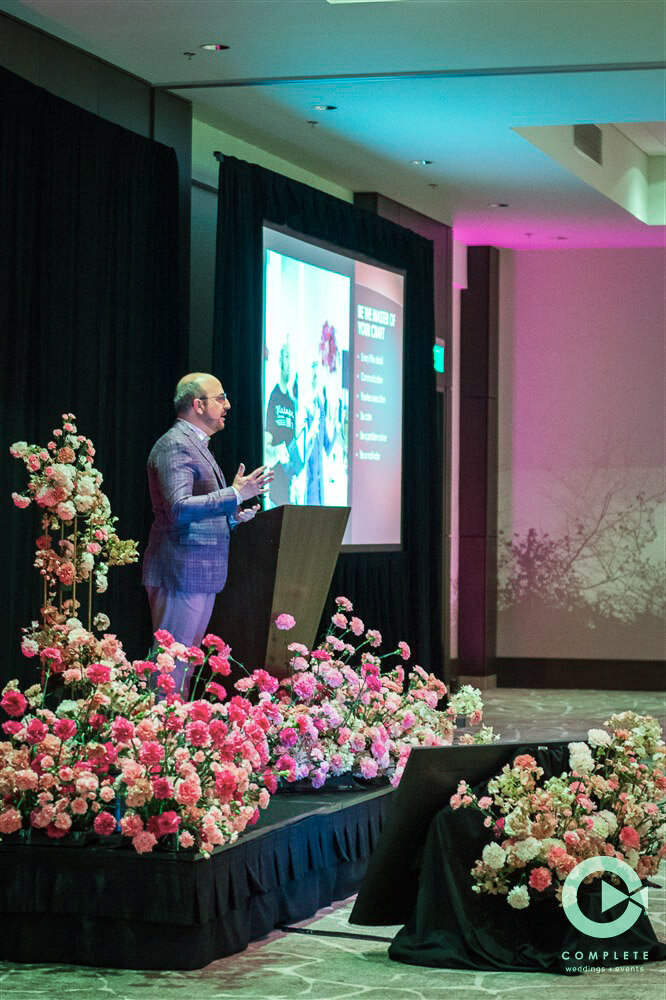 NACE Milwaukee Tickled Pink Soiree stage florals david caruso-1