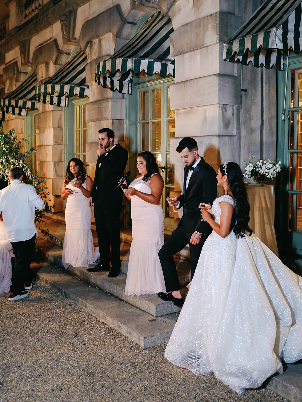 Guests give toasts to bride and groom